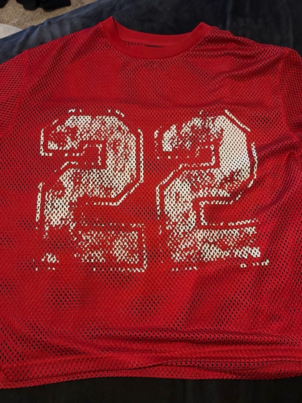 Red Mesh Athletic Jersey Top with White Number 22